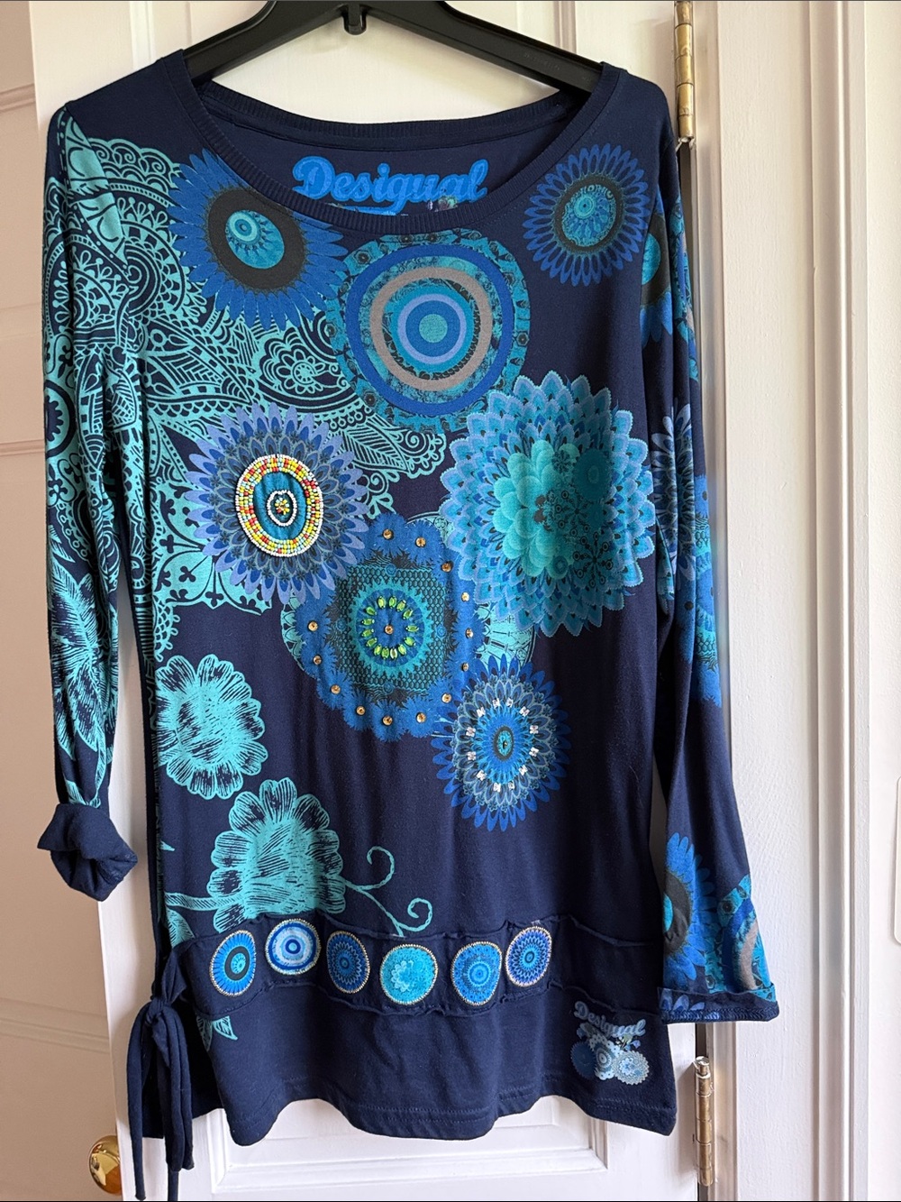 Desigual Navy Blue Long-Sleeve Floral Mandala Tunic